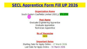 SECL Apprentice Recruitment 2026