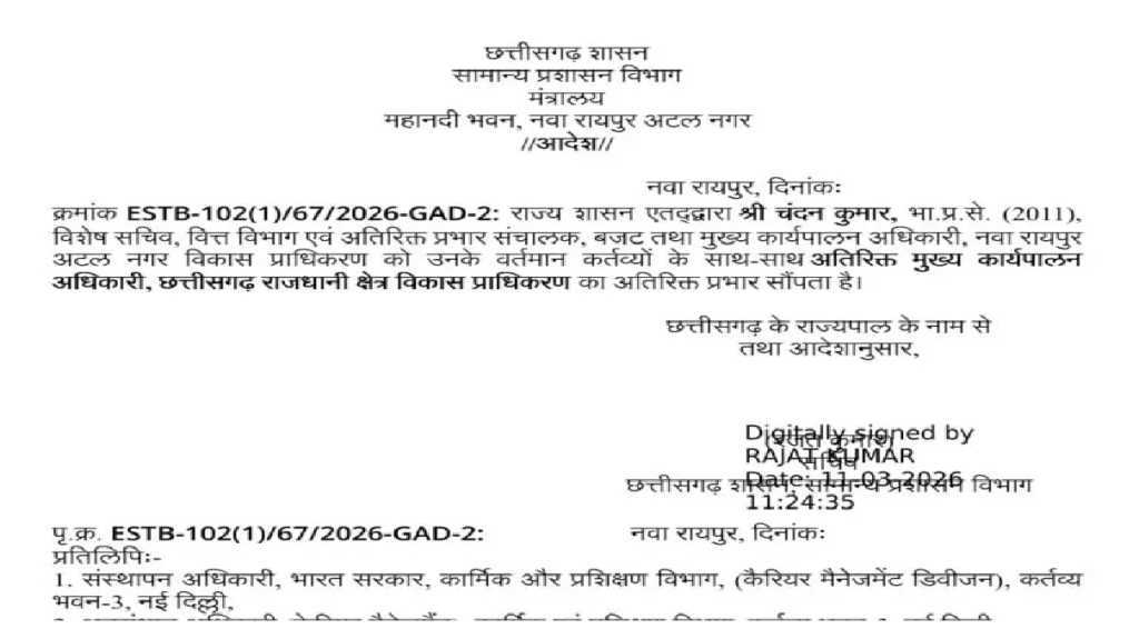 Chhattisgarh IAS Transfer March 2026 : आईएएस तीर्थराज अग्रवाल और चंदन कुमार के बदले विभाग, आदेश जारी