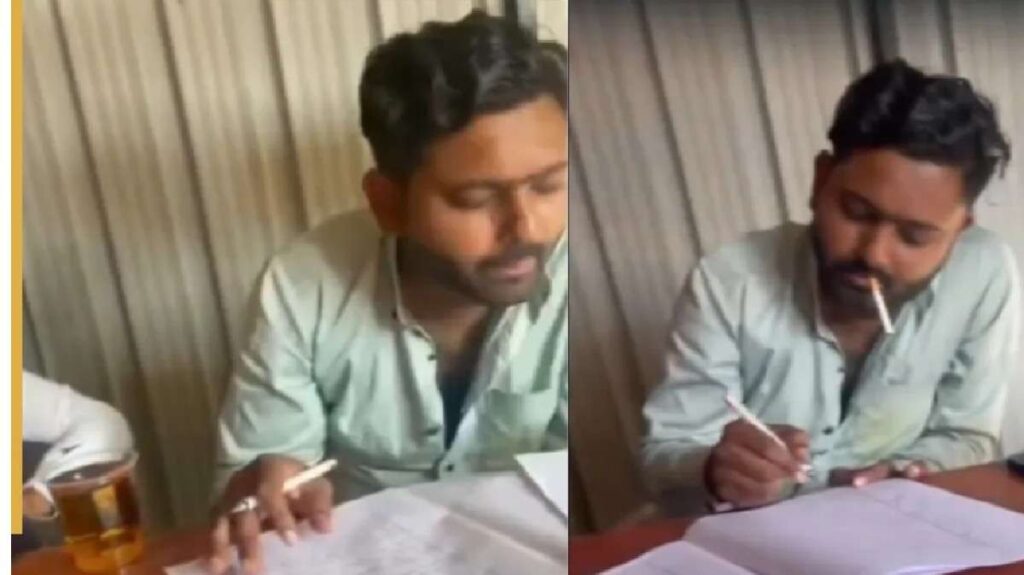 Teacher Copy Investigation Controversy : शराब के नशे में धुत शिक्षक ने सिगरेट पीते हुए जांची बच्चों की कॉपियां Teacher Copy Investigation Controversy
