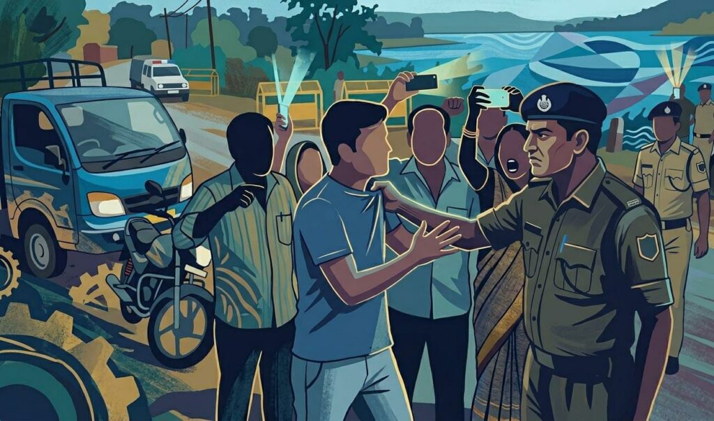 धमतरी: वाहन चेकिंग के दौरान हंगामा, पुलिस पर लगा कॉलर पकड़ने का आरोप
