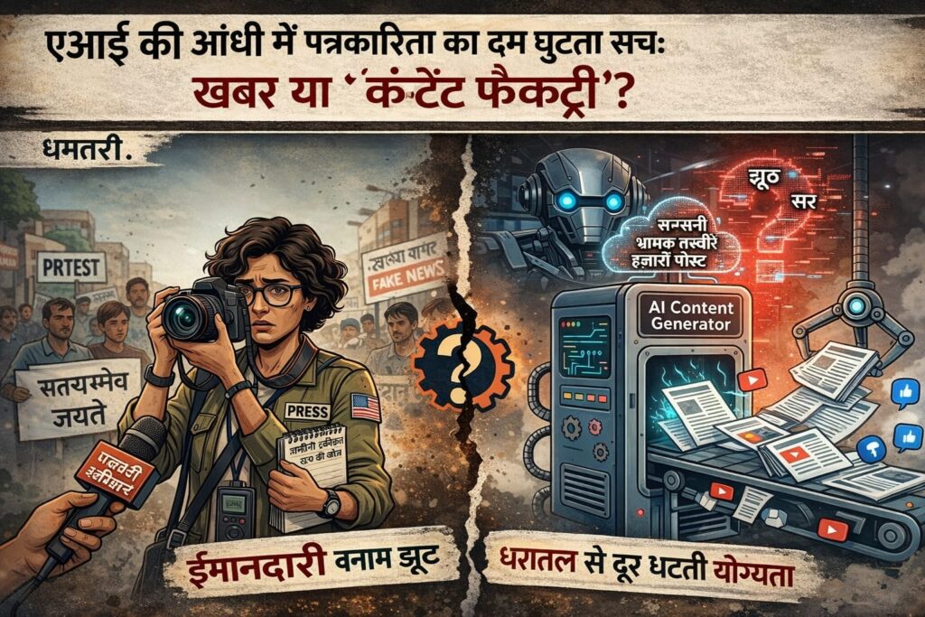 “एआई की आंधी में पत्रकारिता का दम घुटता सच: खबर या ‘कंटेंट फैक्ट्री’?”