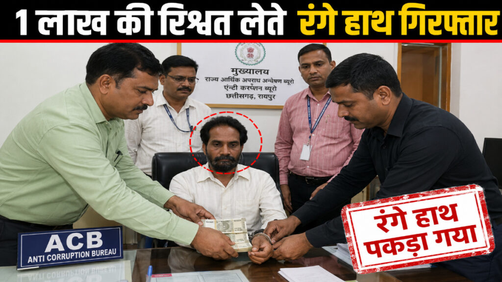 CG ACB Trap : जिला अस्पताल में भ्रष्टाचार का खुलासा, ACB ने 1 लाख की घूस के साथ दबोचा अधिकारी